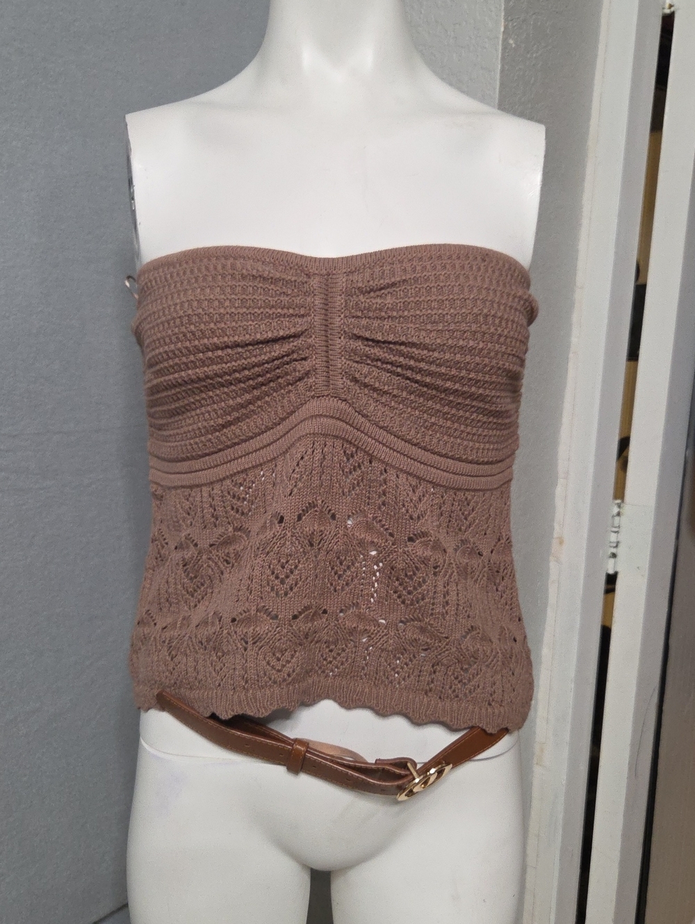 Hippie Rose Crochet Knit Strapless Tube Top NWT Large Sz.